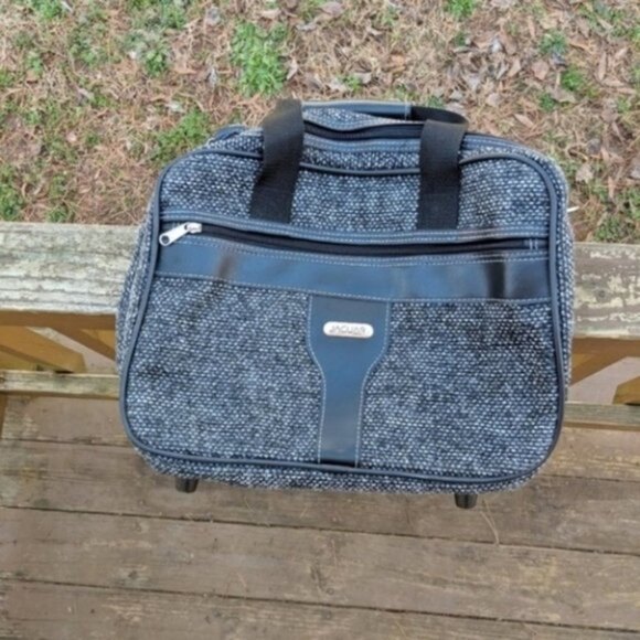 Jaguar Tweed Black Gray Travel Luggage Tote - Picture 1 of 6